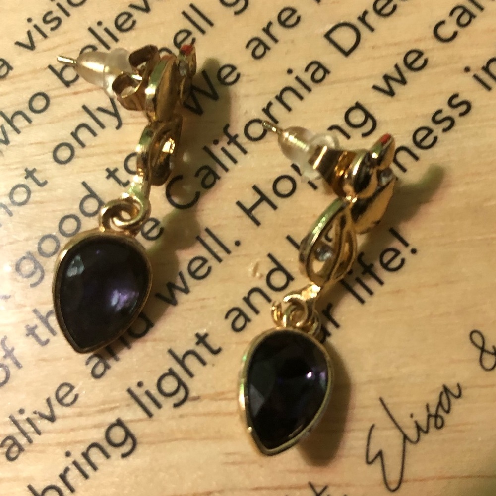 💜💎18Ct Amazing Amethyst Earrings Vines with Simulated Diamonds💎💜